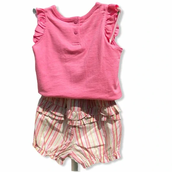 NWT 24 Month Embroidered Flower Butterfly Tee Striped Panty Toddler Infant Girls - Picture 9 of 10